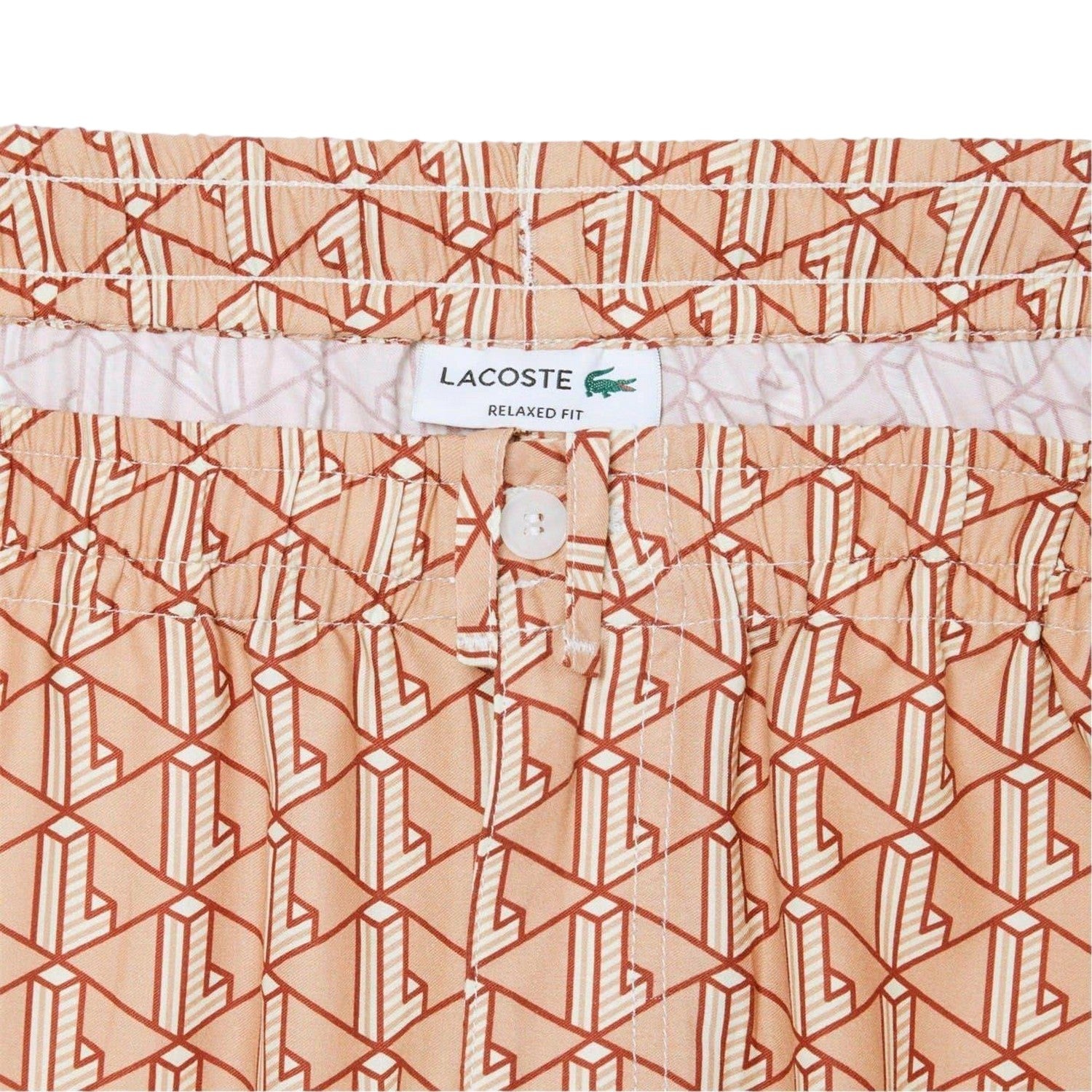 Latte - Back - Lacoste Mens Geometric Pattern Shorts