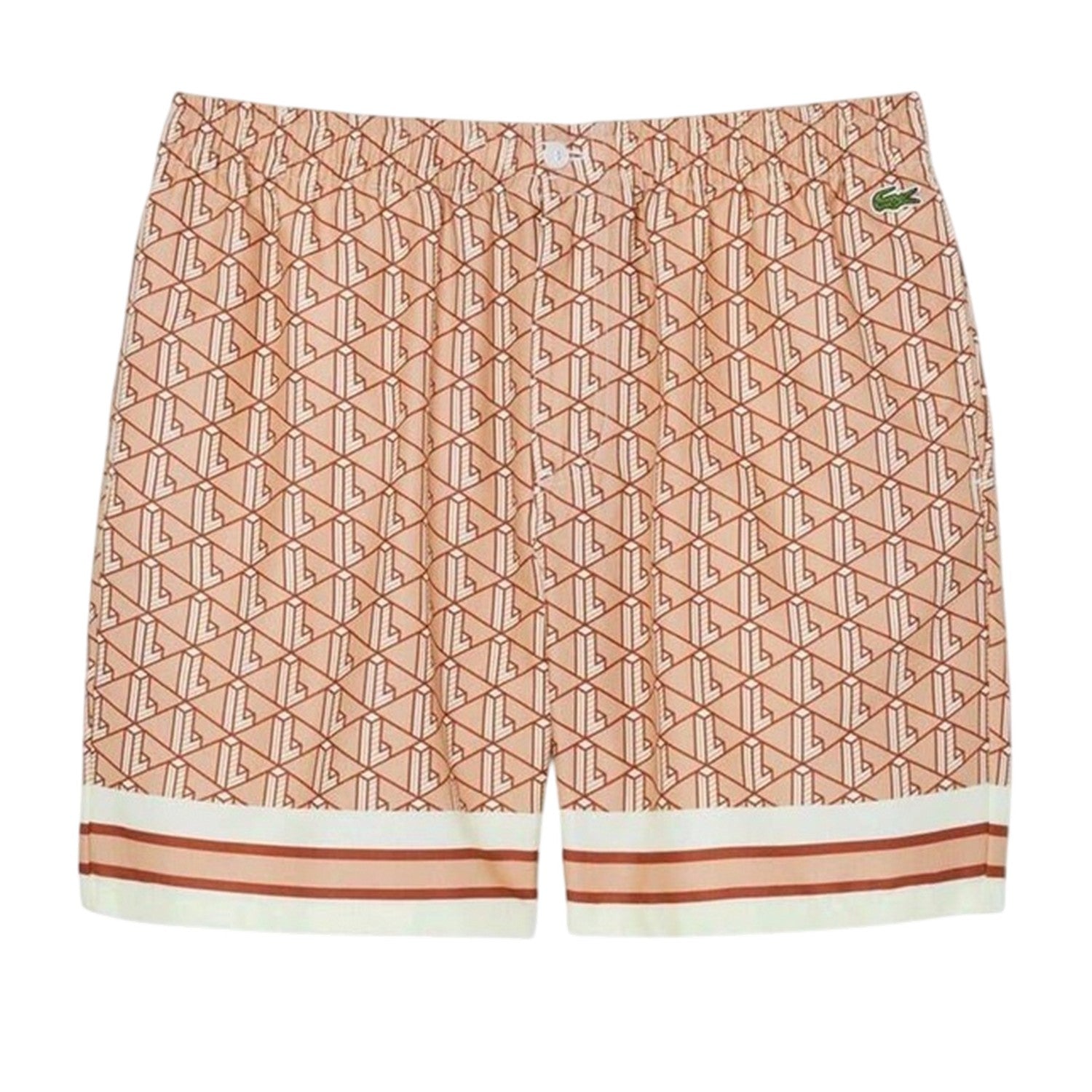 Latte - Front - Lacoste Mens Geometric Pattern Shorts
