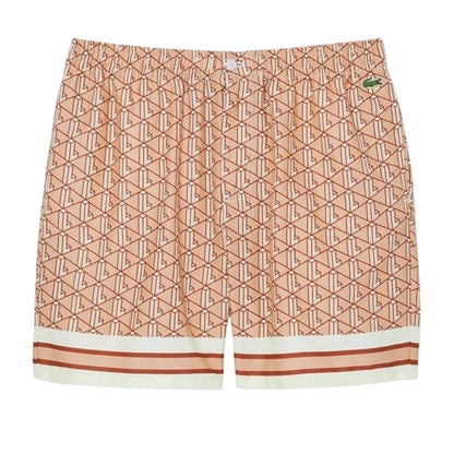 Latte - Front - Lacoste Mens Geometric Pattern Shorts