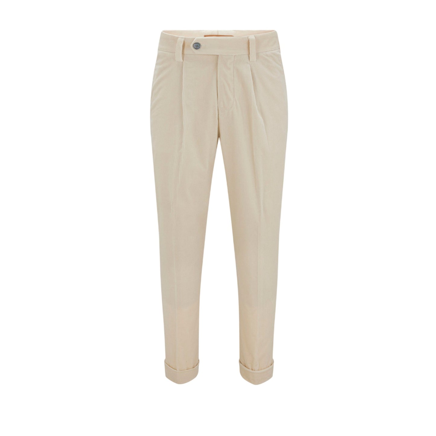 White - Front - Hugo Unisex Adult Perin Corduroy Pleated Trousers