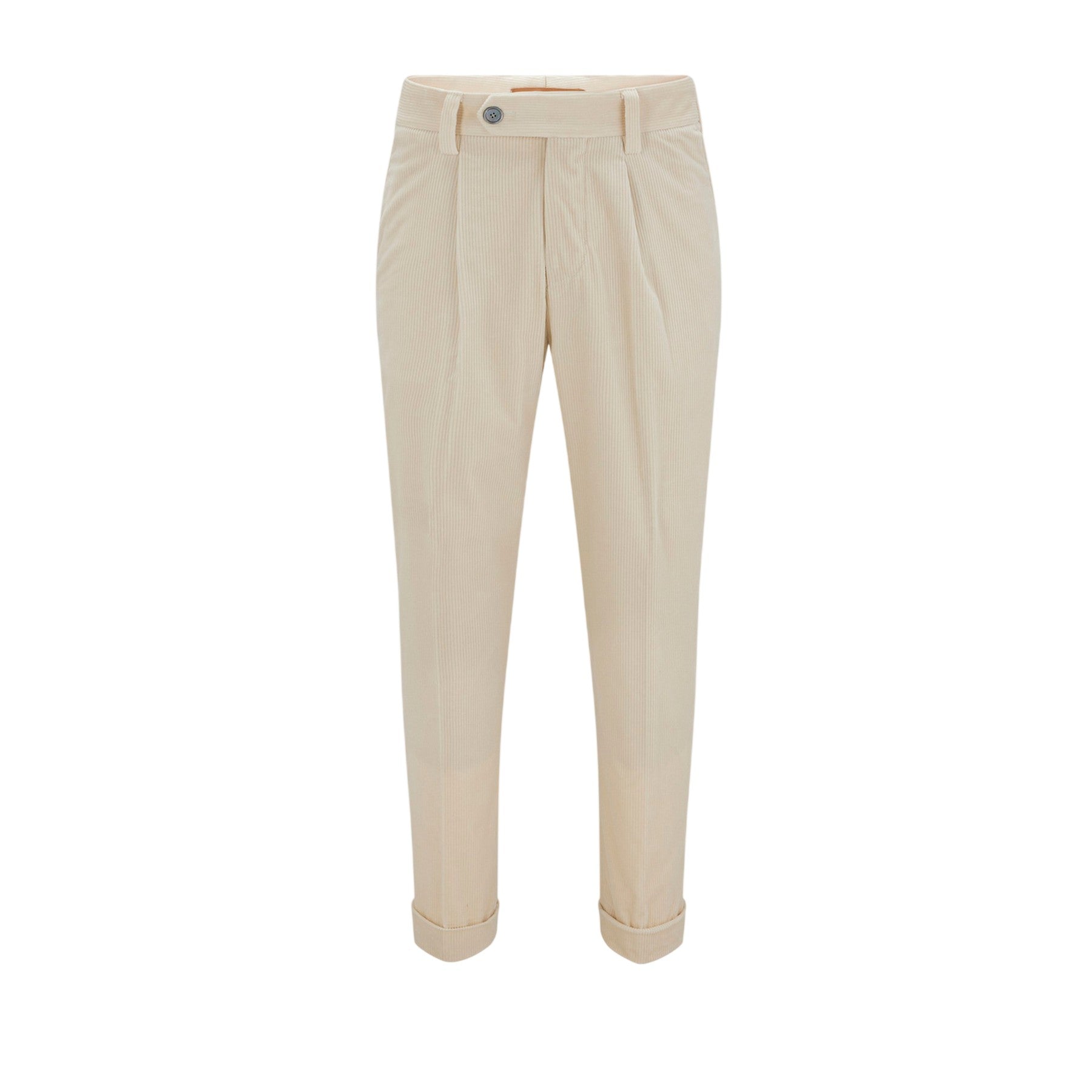 White - Front - Hugo Unisex Adult Perin Corduroy Pleated Trousers