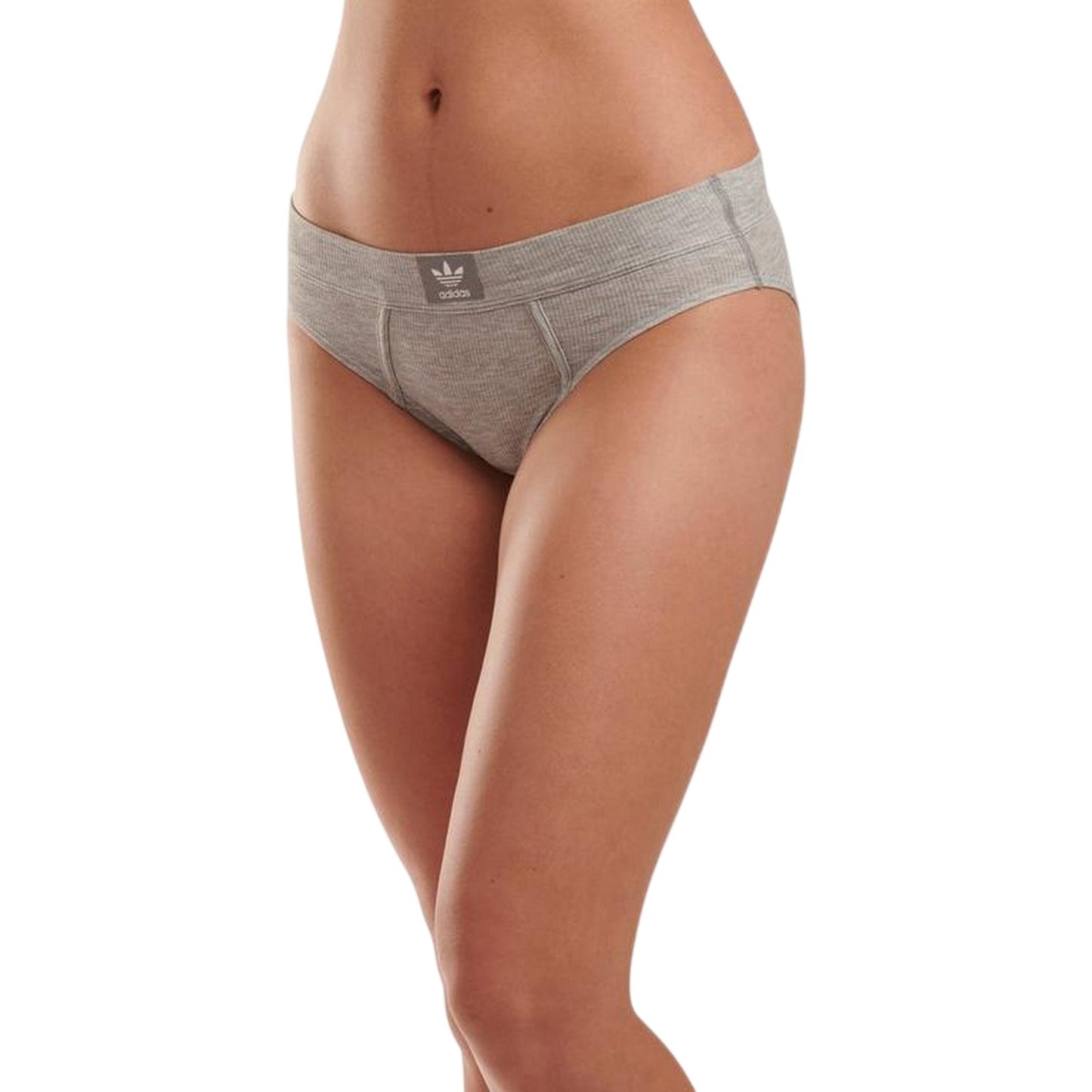 Heather Grey - Front - Adidas Womens-Ladies Ribbed High Waist Briefs