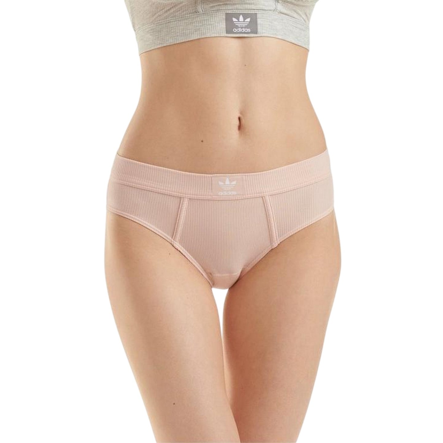 Peach Whip - Front - Adidas Womens-Ladies Ribbed High Waist Briefs