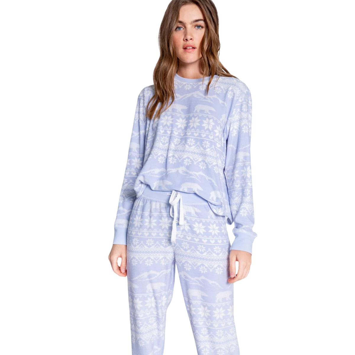 Light Blue - Lifestyle - PJ Salvage Womens-Ladies Snowflake Relaxed Fit Top