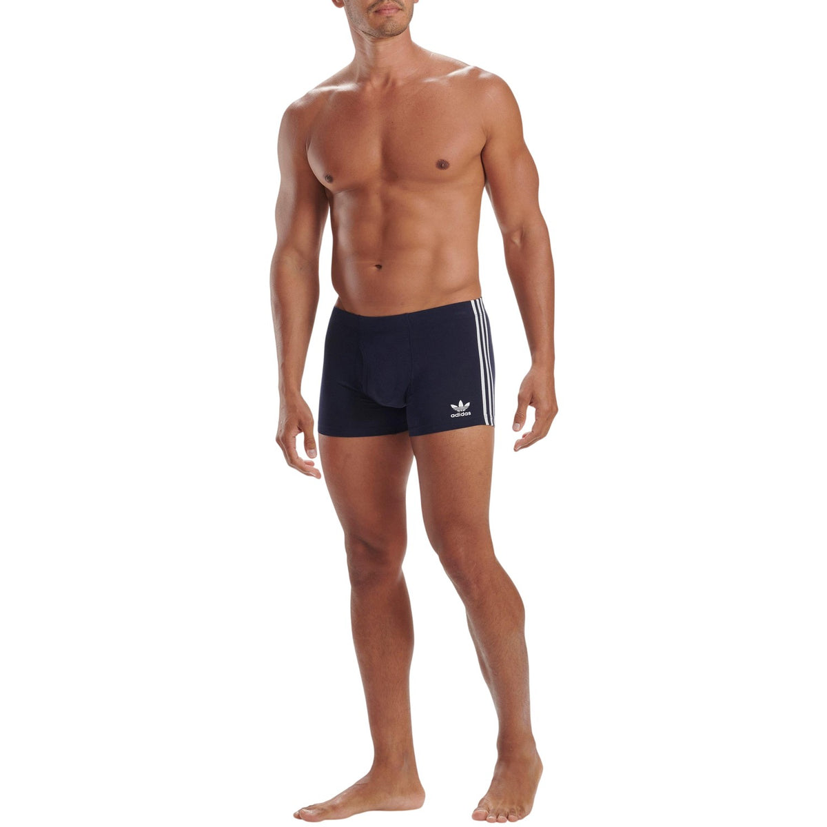 White-Grey-Black - Side - Adidas Mens Originals 3 Stripes Boxer Briefs (Pack of 3)
