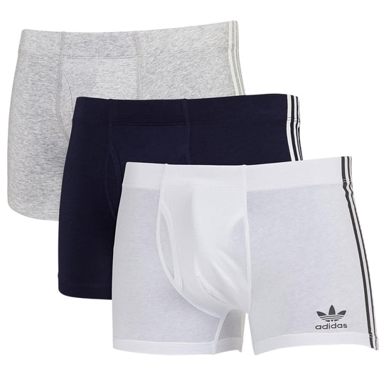 White-Grey-Black - Front - Adidas Mens Originals 3 Stripes Boxer Briefs (Pack of 3)
