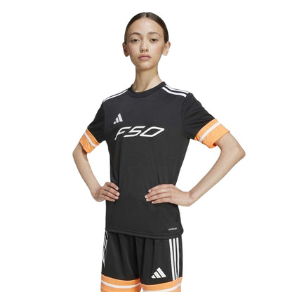 Black-Orange - Side - Adidas Childrens-Kids F50 Training Jersey