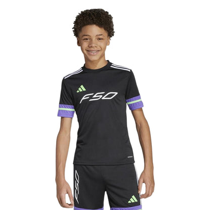 Black-Purple - Side - Adidas Childrens-Kids F50 Training Jersey