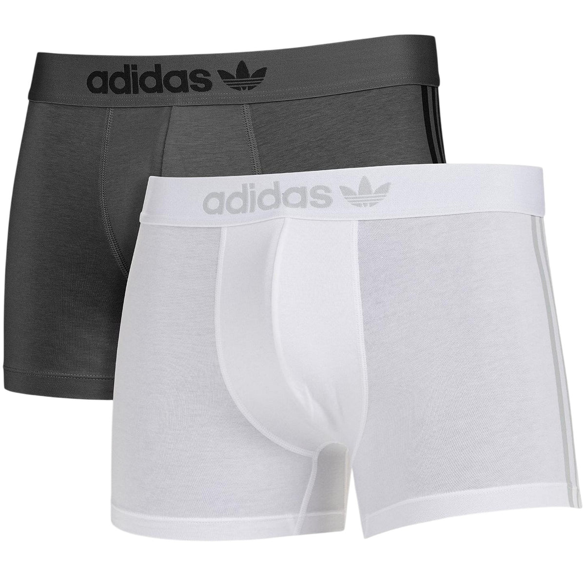 Black-Grey - Front - Adidas Mens Originals Comfort Boxer Briefs (Pack of 2)