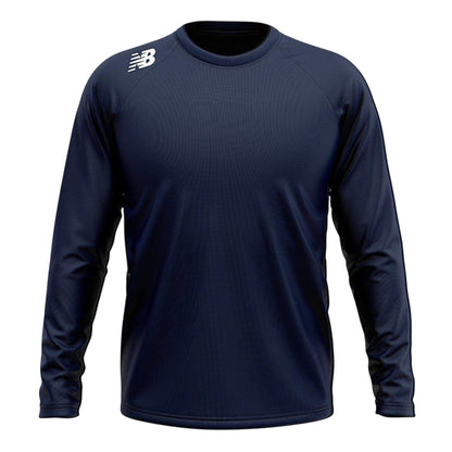Navy - Front - New Balance Mens Crew Neck Slim Long-Sleeved T-Shirt