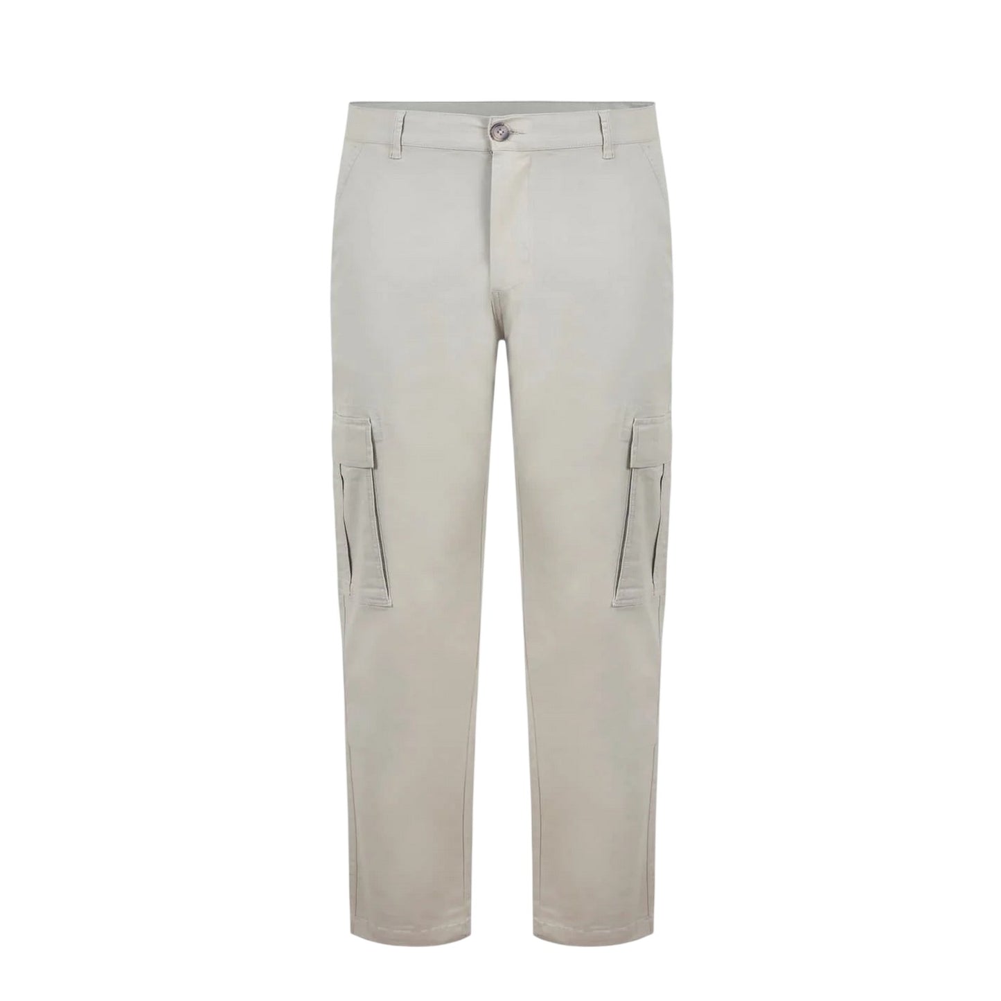 Sand - Front - Fabric Mens Cotton Blend Cargo Trousers