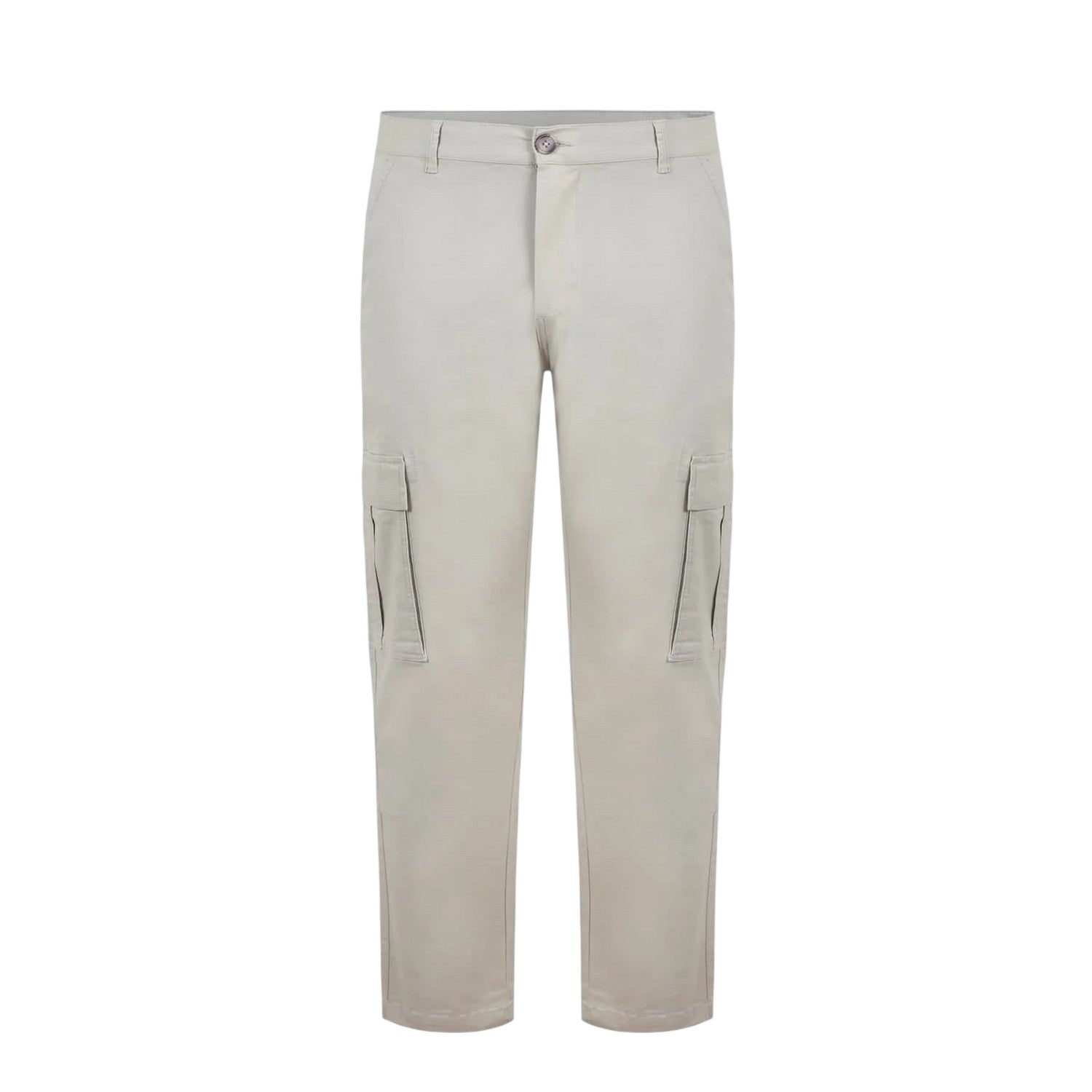 Sand - Front - Fabric Mens Cotton Blend Cargo Trousers