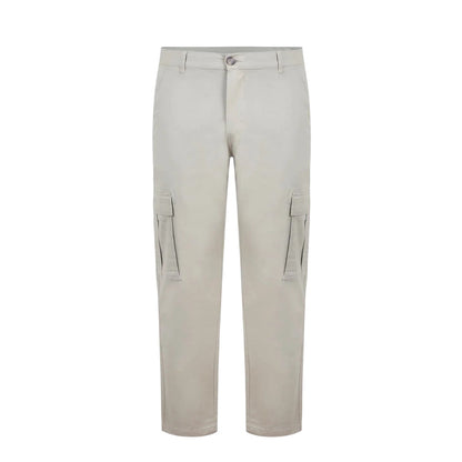 Sand - Front - Fabric Mens Cotton Blend Cargo Trousers