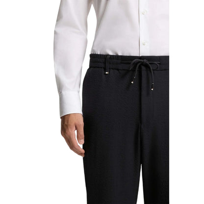Blue - Back - Boss Mens Perin Seersucker Formal Trousers