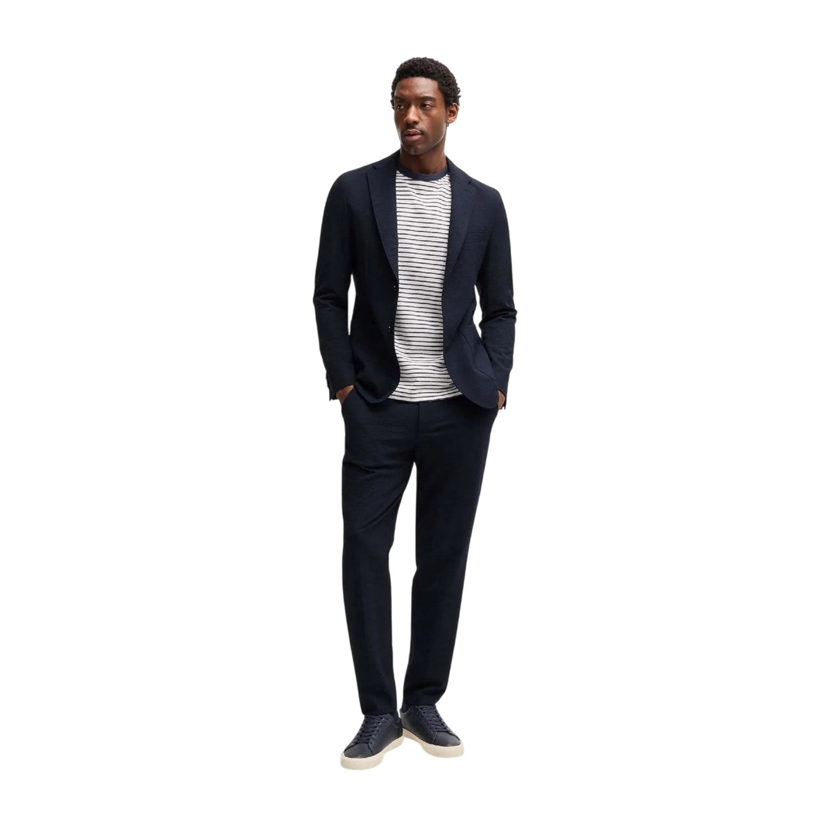 Blue - Lifestyle - Boss Mens Perin Seersucker Formal Trousers