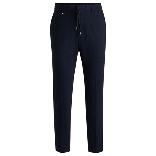 Blue - Front - Boss Mens Perin Seersucker Formal Trousers