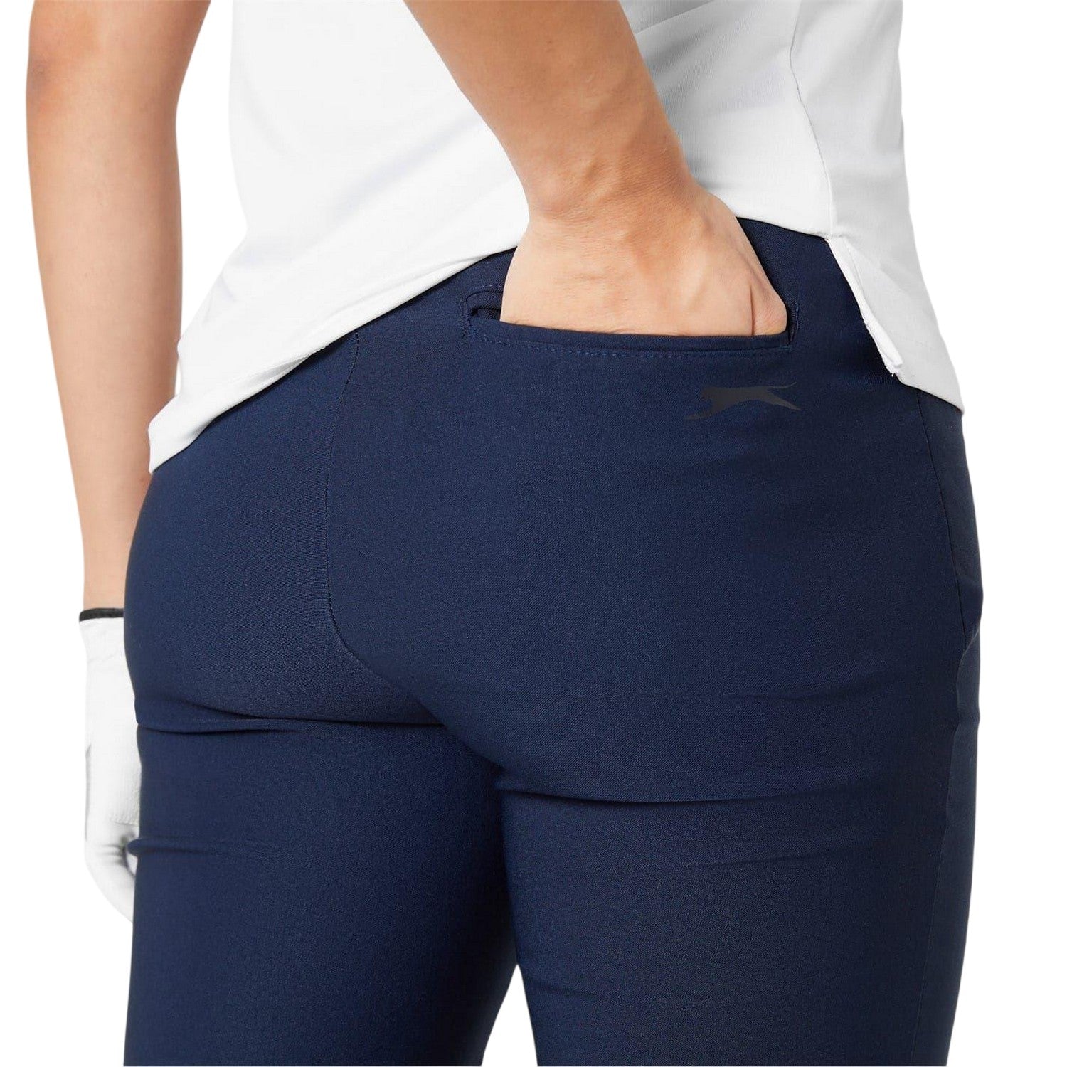Navy - Side - Slazenger Womens-Ladies Straight Leg Golf Trousers