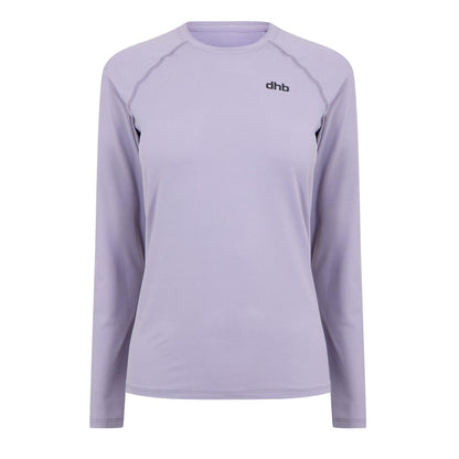 Lavender Purple-Grey - Front - dhb Womens-Ladies Aeron 2.0 Plain Fitted Long-Sleeved Top