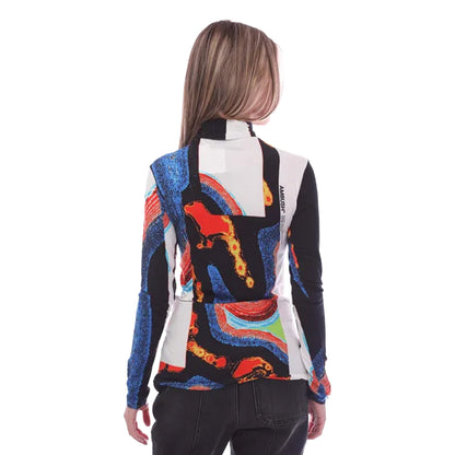 Multicoloured - Back - Ambush Womens-Ladies Printed Turtle Neck Fitted Long-Sleeved Top