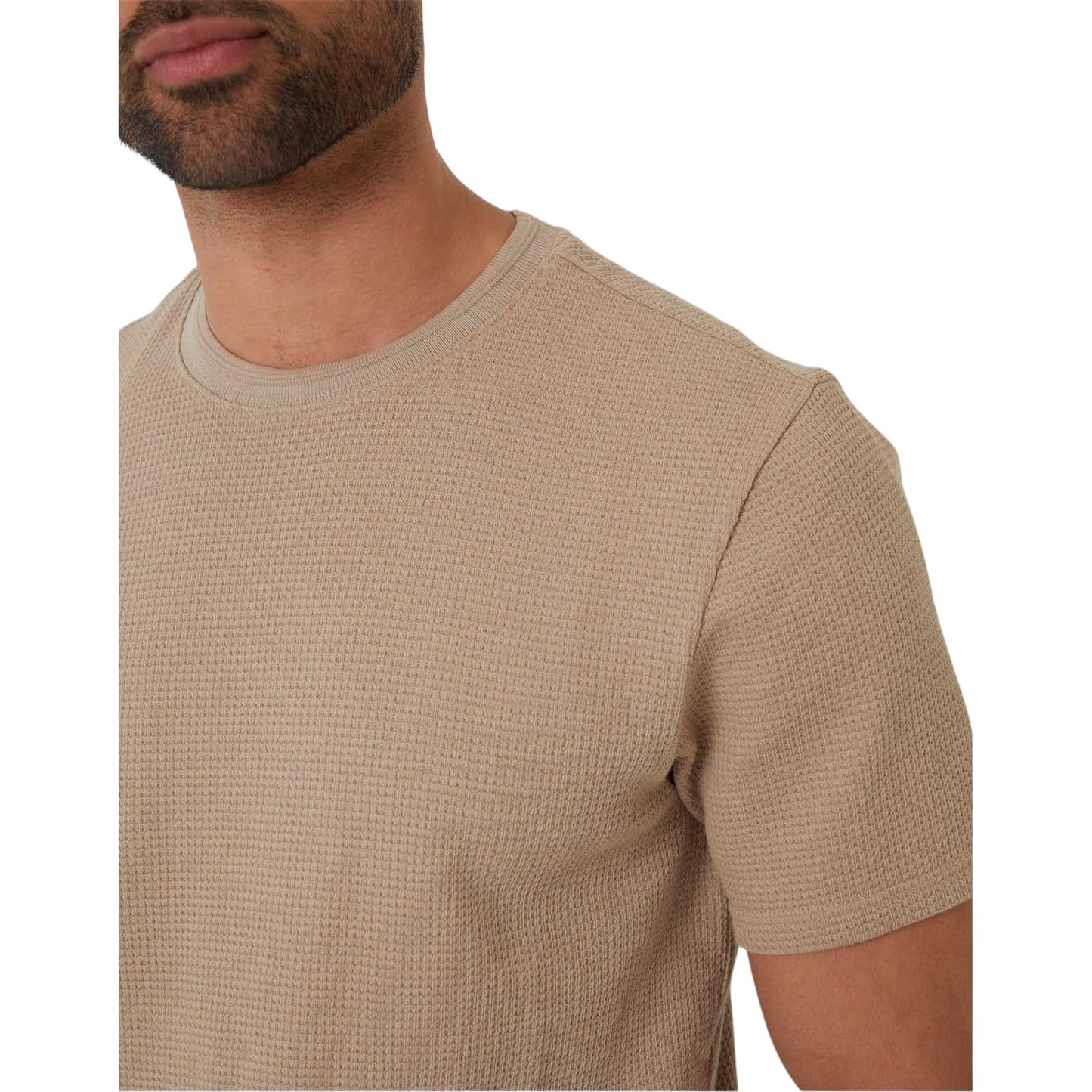 Stone - Side - Threadbare Mens Waffle Regular T-Shirt