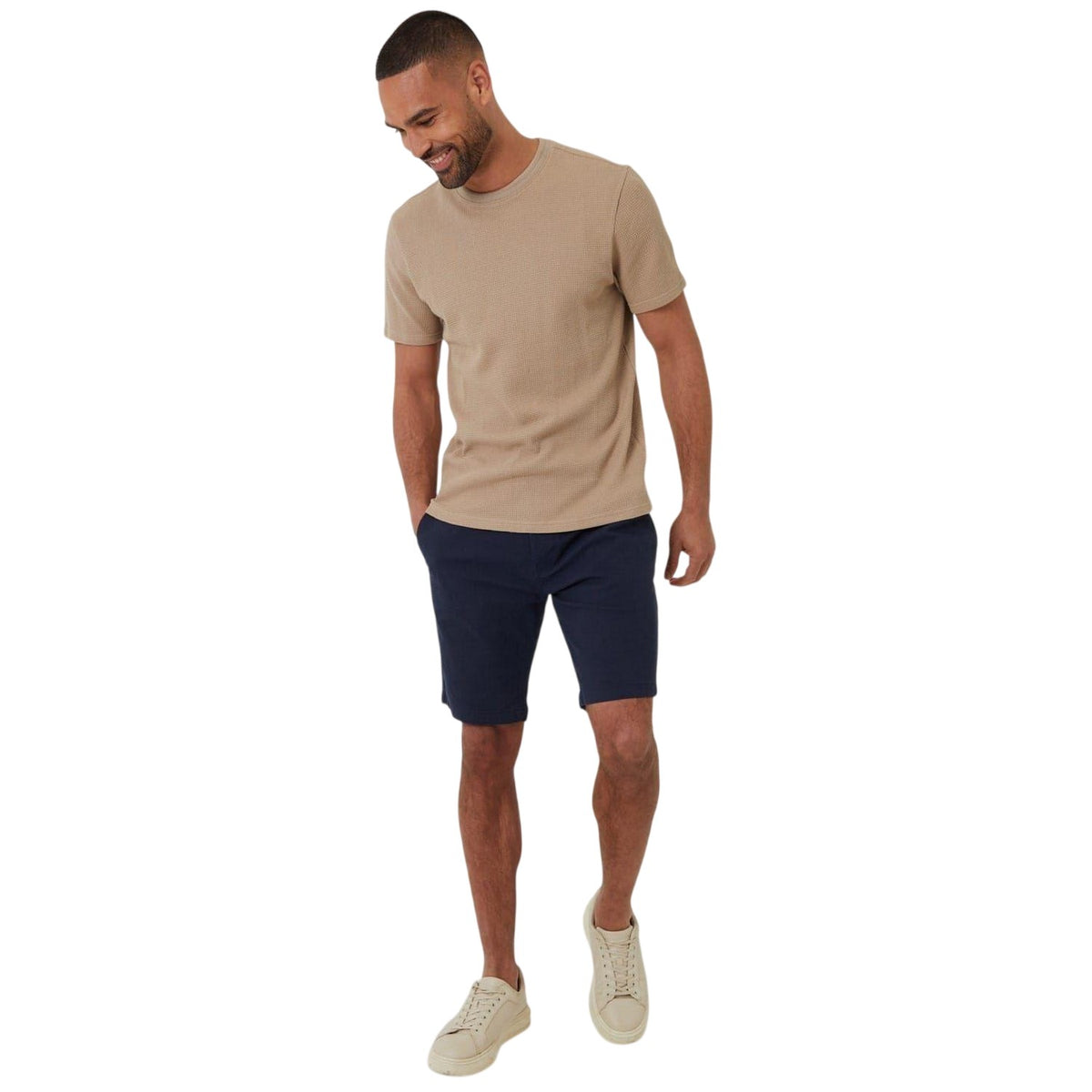 Stone - Lifestyle - Threadbare Mens Waffle Regular T-Shirt