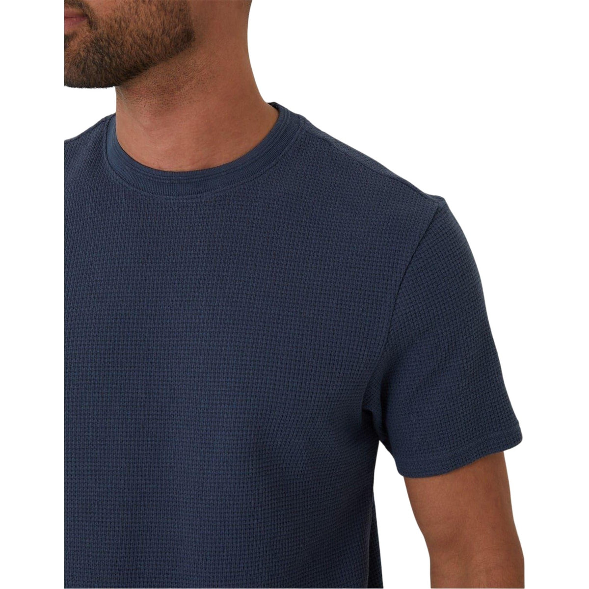 Denim Blue - Side - Threadbare Mens Waffle Regular T-Shirt