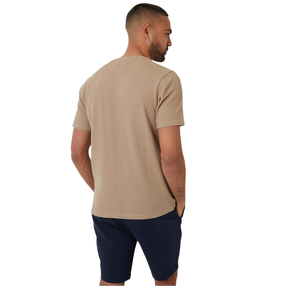 Stone - Back - Threadbare Mens Waffle Regular T-Shirt