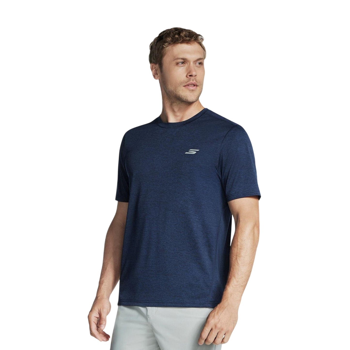 Navy - Side - Skechers Mens Charge Performance Running T-Shirt