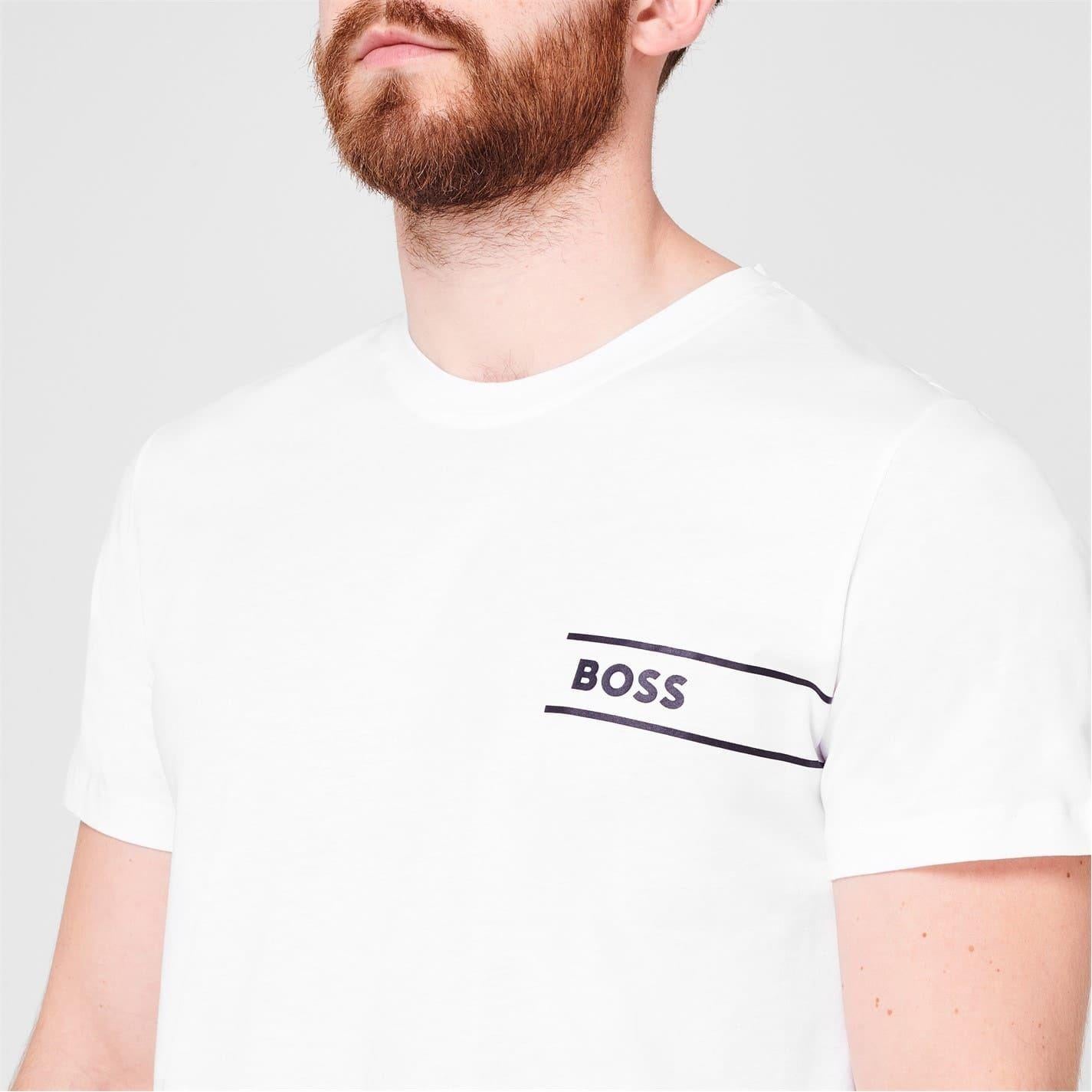 White - Lifestyle - Boss Mens Hbw Logo Crew Neck T-Shirt