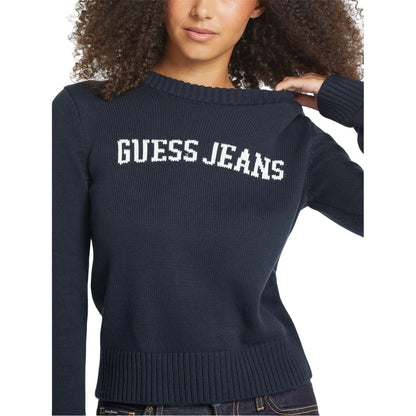 Ocean - Side - Guess Womens-Ladies Crew Neck Long-Sleeved Sweater Top