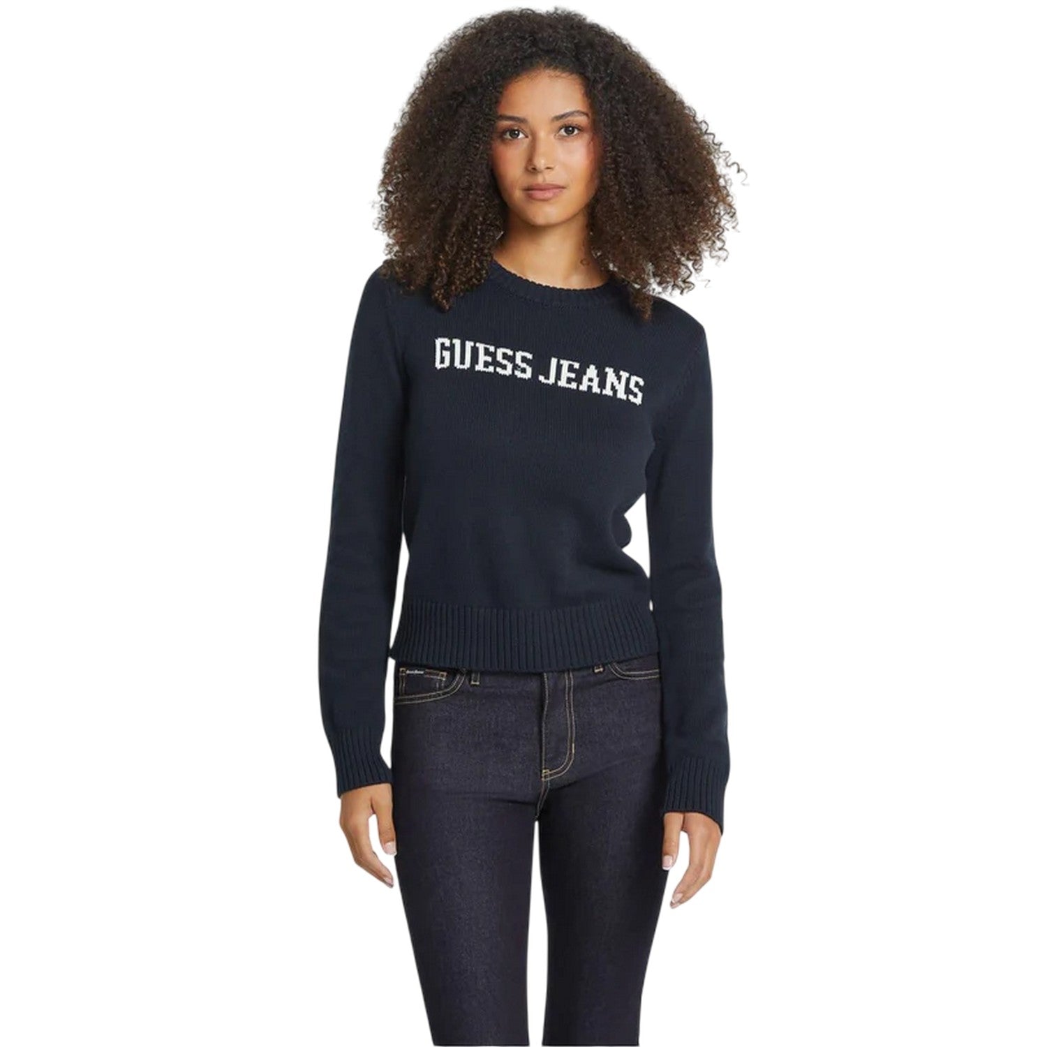Ocean - Pack Shot - Guess Womens-Ladies Crew Neck Long-Sleeved Sweater Top