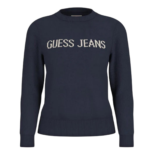 Ocean - Front - Guess Womens-Ladies Crew Neck Long-Sleeved Sweater Top