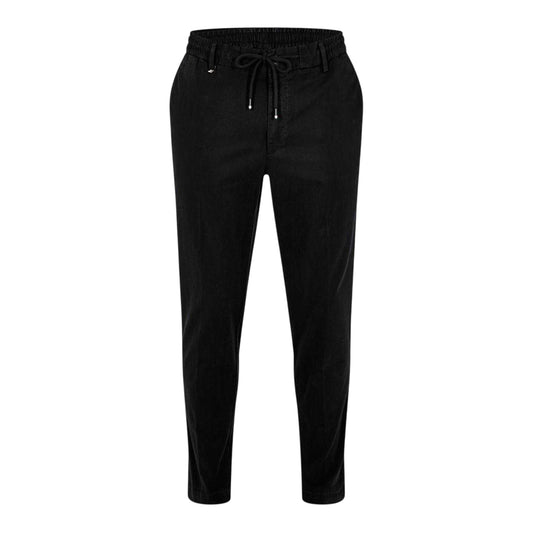 Black - Front - Boss Mens Cotton Blend Slim Trousers