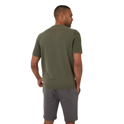 Dark Sage - Back - Threadbare Mens Textured Rib Knit Regular T-Shirt