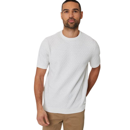 Ecru - Front - Threadbare Mens Textured Rib Knit Regular T-Shirt