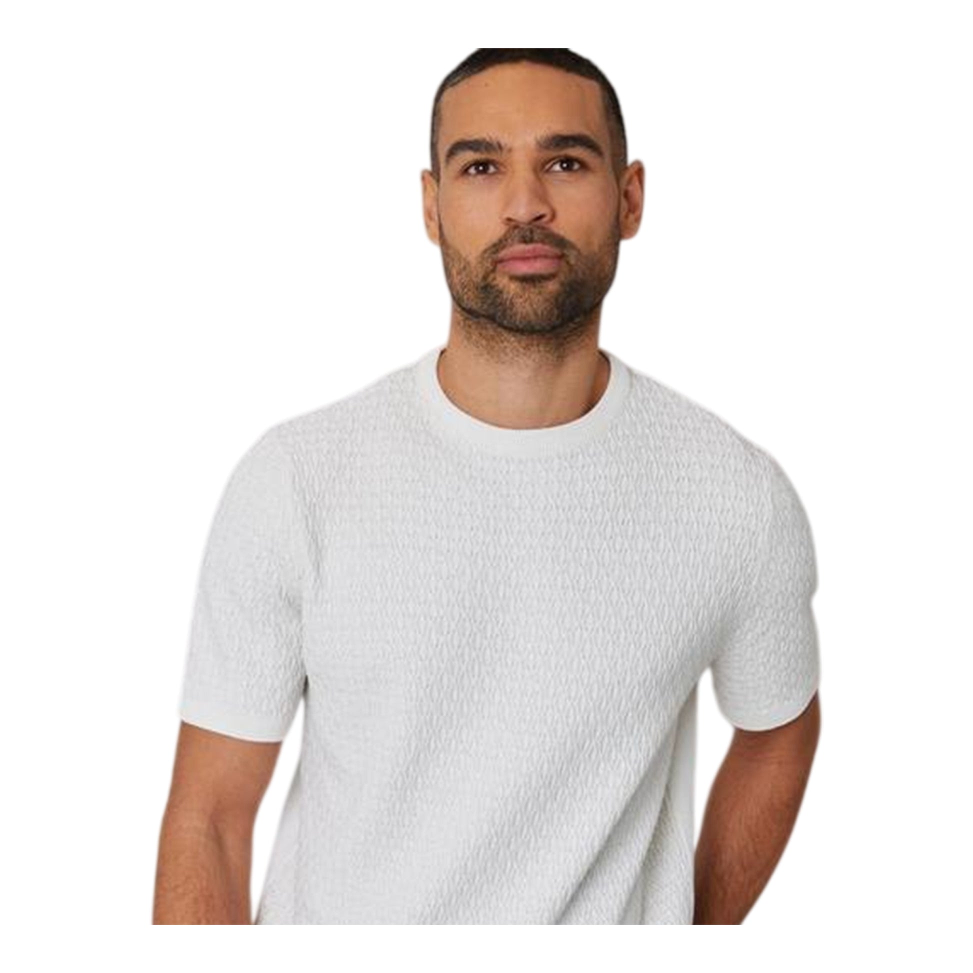Ecru - Back - Threadbare Mens Textured Rib Knit Regular T-Shirt