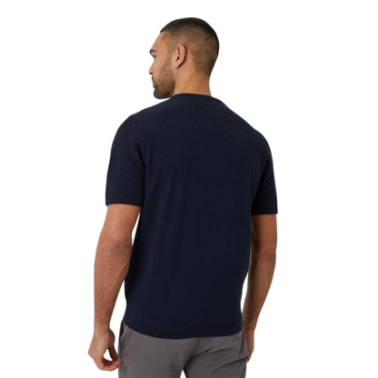 Navy - Back - Threadbare Mens Textured Rib Knit Regular T-Shirt