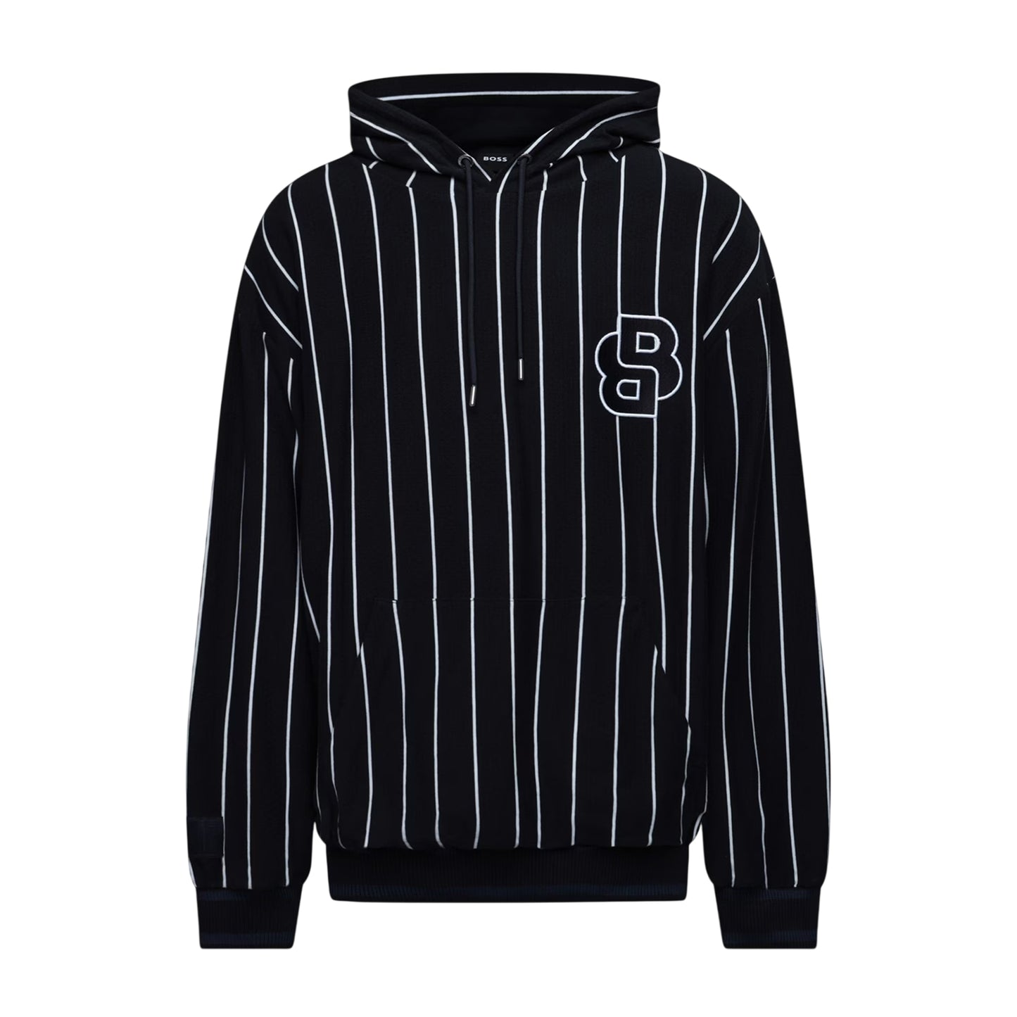Dark Blue - Front - Boss Mens Pinstripe Hooded Long-Sleeved Hoodie