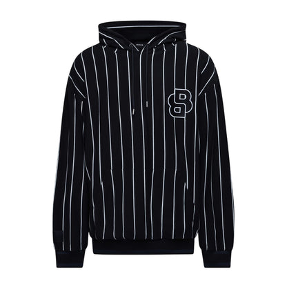 Dark Blue - Front - Boss Mens Pinstripe Hooded Long-Sleeved Hoodie