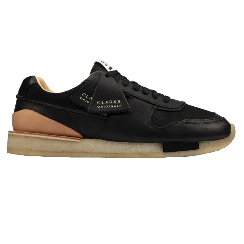 Black - Back - Clarks Mens Toe Run Leather Trainers