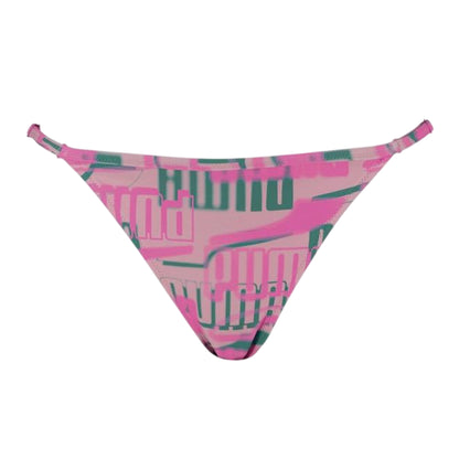 Pink - Front - Puma Womens-Ladies Repeat Logo Side Tie Bikini Bottoms