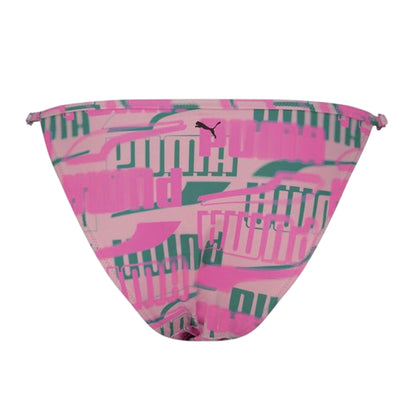 Pink - Back - Puma Womens-Ladies Repeat Logo Side Tie Bikini Bottoms