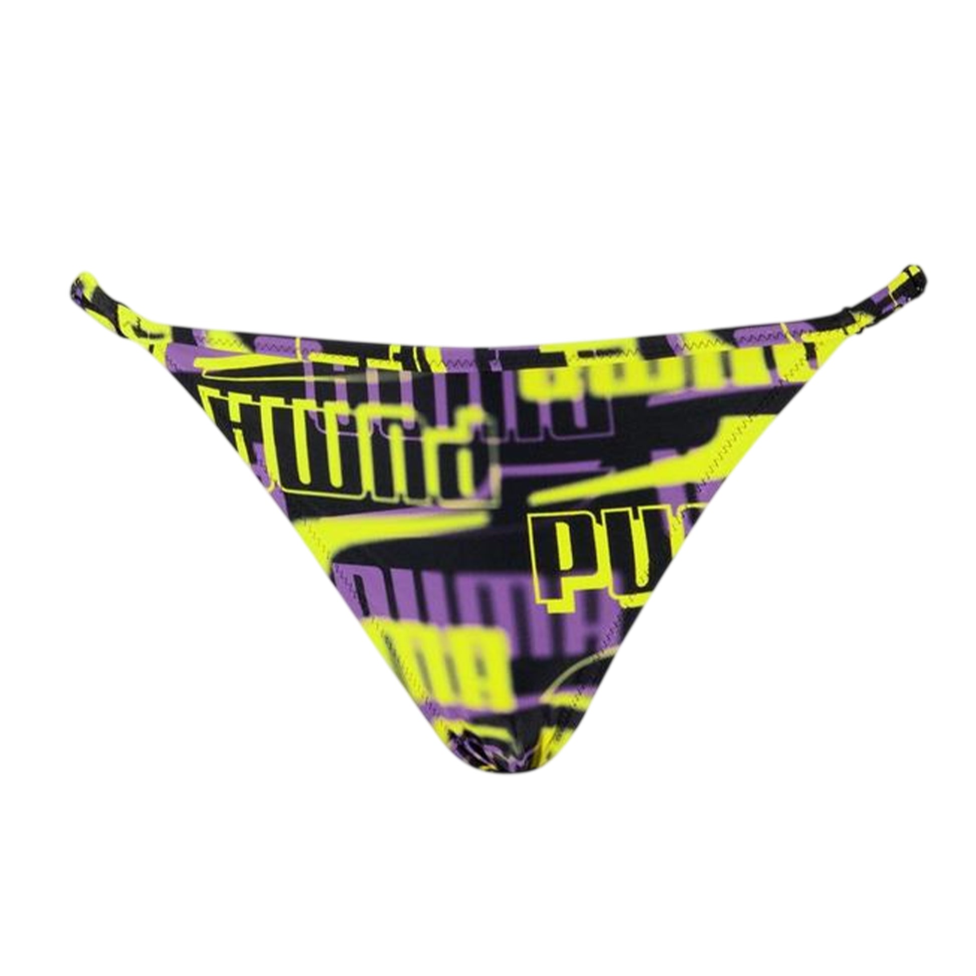 Black - Front - Puma Womens-Ladies Repeat Logo Side Tie Bikini Bottoms