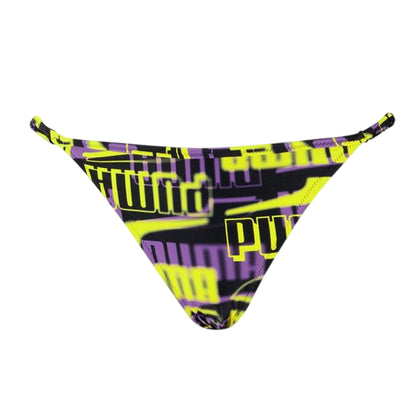 Black - Front - Puma Womens-Ladies Repeat Logo Side Tie Bikini Bottoms