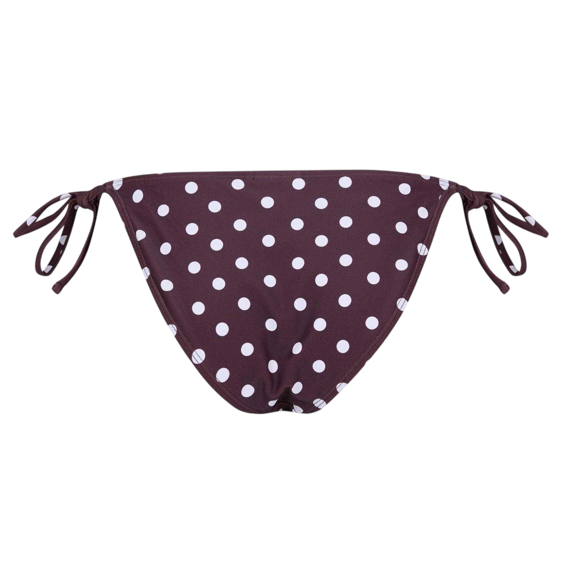 Chocolate - Back - Jack Wills Womens-Ladies Polka Dot Side Tie Bikini Bottoms