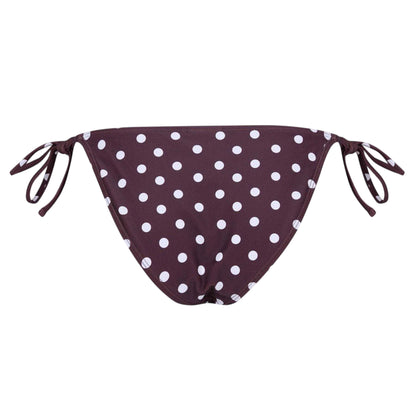 Chocolate - Back - Jack Wills Womens-Ladies Polka Dot Side Tie Bikini Bottoms