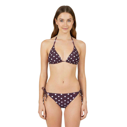 Chocolate - Side - Jack Wills Womens-Ladies Polka Dot Side Tie Bikini Bottoms