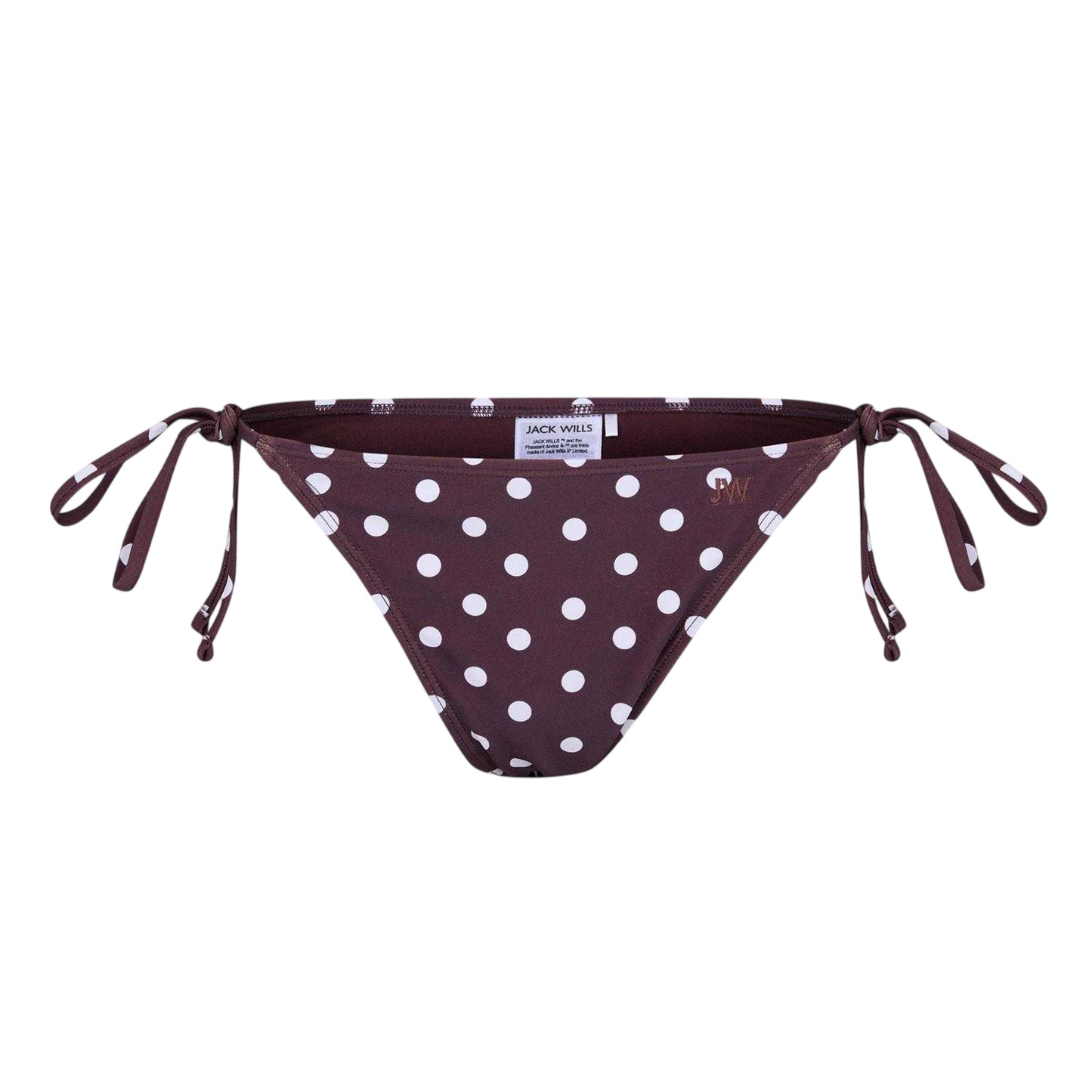 Chocolate - Front - Jack Wills Womens-Ladies Polka Dot Side Tie Bikini Bottoms