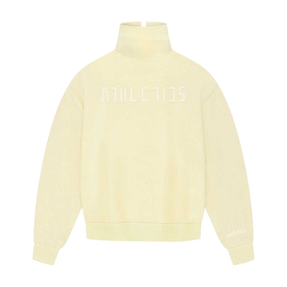 Pale Yellow - Back - Adidas Womens-Ladies Performance Embroidered Logo Relaxed Fit Long-Sleeved Athletic Sweatshirt