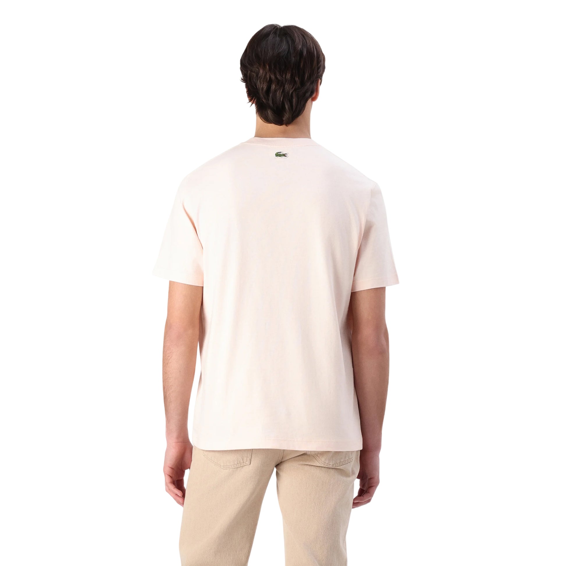 Orange - Back - Lacoste Mens Jersey Cotton Logo T-Shirt